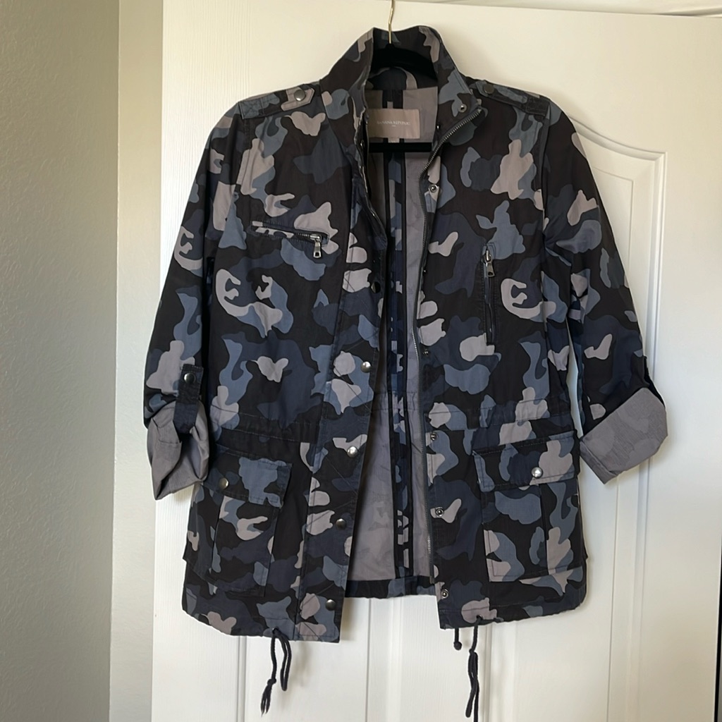 Blue/Grey Camouflage Parka Jacket
